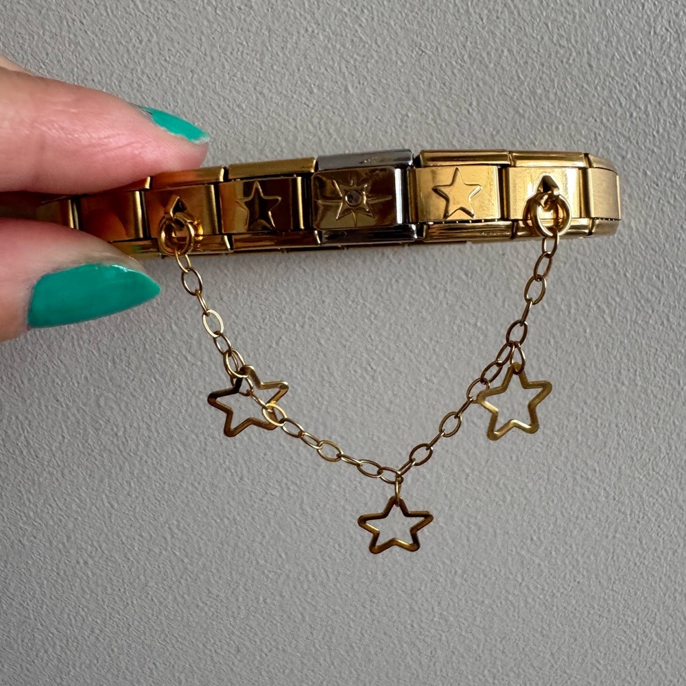 Gold tone celestial Star Charm Bracelet